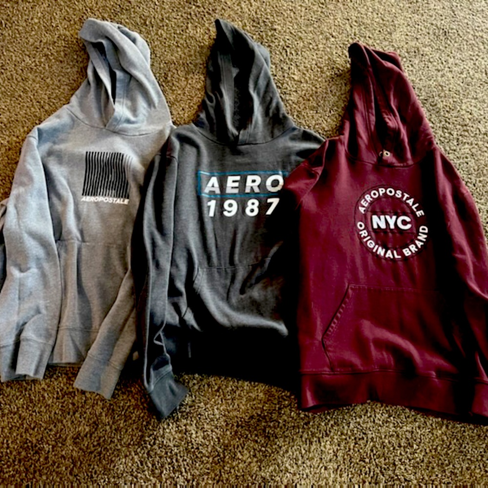 3 men’s hoodies worn- good condition